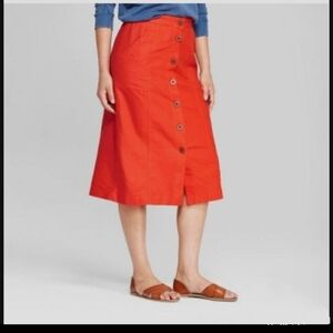 Universal Thread Red Linen Midi Skirt SIZE 1X